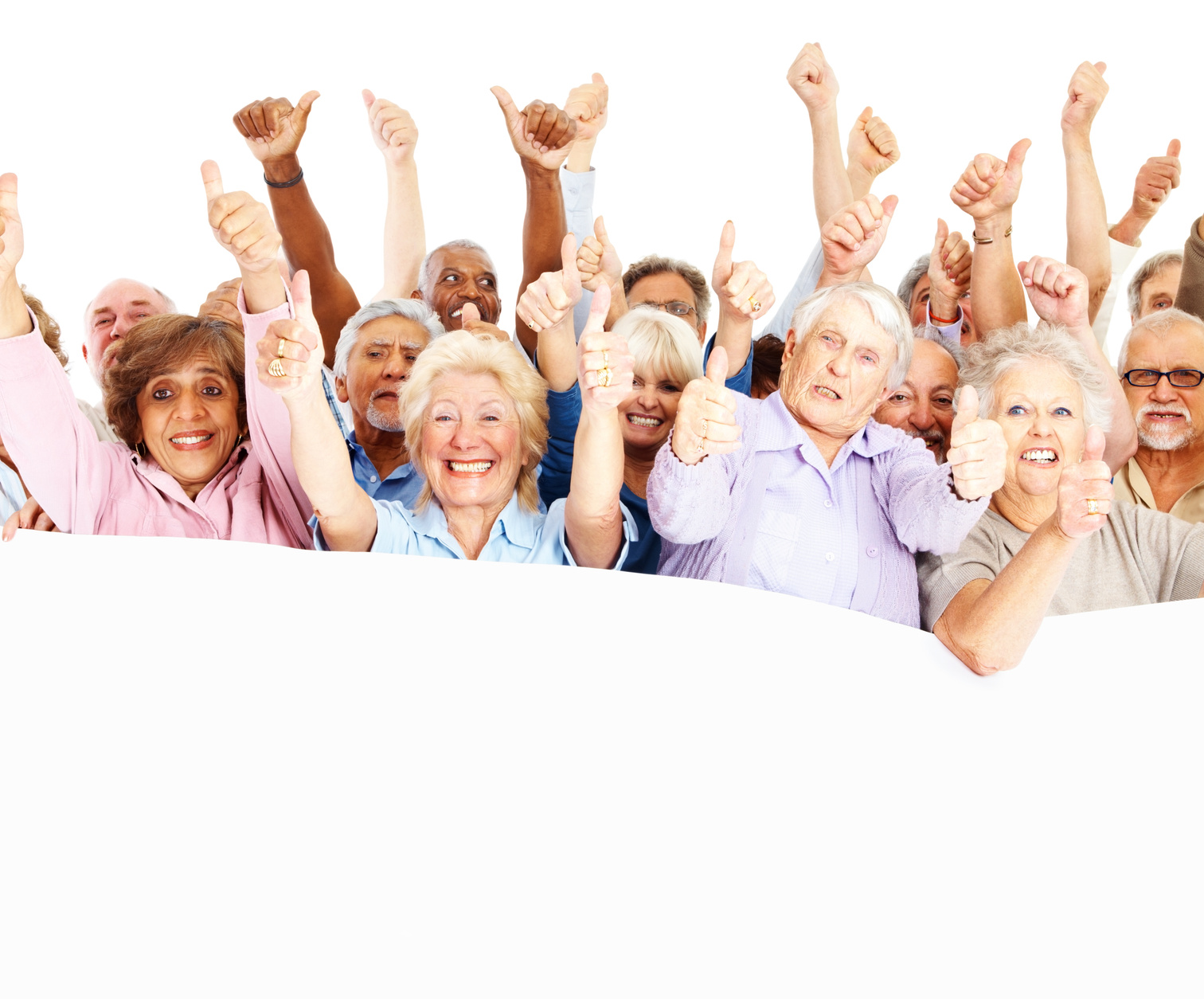 Happy senior citizens showing thumbs up sign